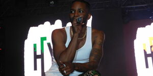 Jamaican dancehall artist Konshens pictured during his performance at the Ngong' Race Course in Nairobi in September 2019