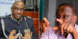A photo collage of Police IG Japhet Koome (left) and ex-Chief Justice Willy Mutunga (right).