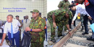 Inspector General of Police Japhet Koome leads a team from the Chinese Embassy through an SGR inspection on Tuesday, March 28, 2023.