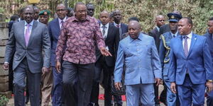President William Ruto, Former president Uhuru Kenyatta and Burundian president Evariste Ndayishimiye during the official opening of the Third Inter-Congolese Consultations of the National Peace Process on Monday, November 28, 2022