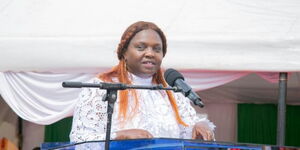 Pastor Dorcas Gachagua during the commissioning of  police officers at the Nyeri Administration Police Line on Saturday, November 26, 2022