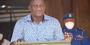 Kwale Governor Salim Mvurya addressing the media on April 6, 2020.