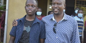 Kyeni MP Kanini Kega poses for a photo with his son Mathenge Imani Gachuiri on Thursday, April 15