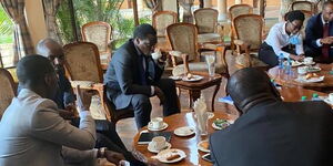 LSK President Nelson Havi enjoying a cup of tea in parliament on Monday, October 12