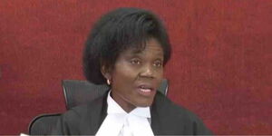 Lady Justice Grace Nzioka reading a judgment at Milimani Law Courts in Nairobi on February 9, 2024. 