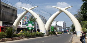 Landmark tusks in Mombasa