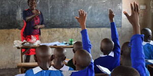 Learners of Shauri Yako Primary school in Homa Bay town during a lesson on January 10, 2020.