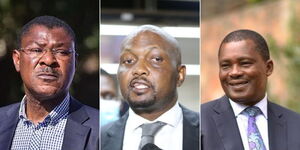 Left to right: NA Speaker Moses Wetangula, Trade CS Nominee Moses Kuria and Attorney General Nominee Justin Muturi.