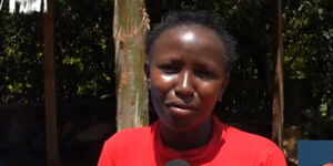 Linah Mwende speaks to the press on Sunday, May 22, 2022.