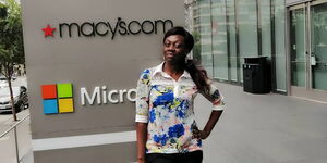 Linah Onyango poses for a photo during the Micrtosoft reactor Conference in San Fransisco, USA, on October 20, 2019.