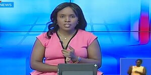 An undated image of Media personality Linda Oguttu at the KTN News studios