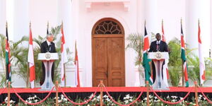 President William Ruto and Prime Minister of Singapore Lee Hsien Loong address the press at State House, Nairobi, on Thursday, May 18, 2023.