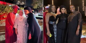 A collage image of Rashid Abdala and Lulu Hassan during the launch party of their new show Sultana in Mombasa County on March 7, 2022.