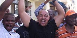 Lungalunga MP Abdalla Mwashetani celebrates a past victory