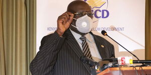 Education CS George Magoha speaking at a KICD conference in Nairobi on Tuesday, September 14, 2021