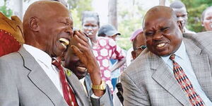 An image of the late President Daniel Moi and the late Mark Too during a political rally.