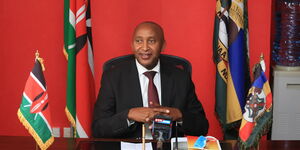 Machakos County Decentralised Units CEC Titus Kavila during a press briefing 