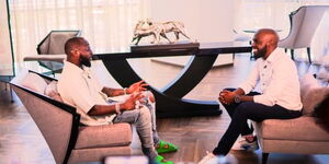 CNN Journalist Larry Madowo and Nigerian singer Davido during an interview.