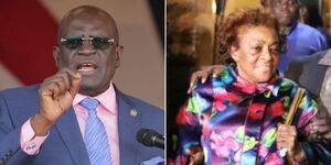 A photo collage of former Education CS George Magoha (left) and his wife Barbara Odudu Essien Magoha at the Lee Funeral Home on January 24, 2023.