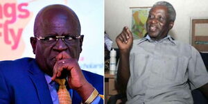 Photo collage between Late Education CS George Magoha and Professor Washington Omondi
