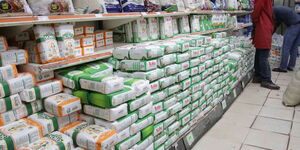 Maize flour stocked at a supermarket in Kenya