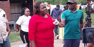 Martha Malala, mother of former Kakamega Senator Cleophas Malala clashes with DCI officers in Kakamega on Thursday, September 1, 2022.