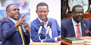 Photo collage of UDA Secretary General Cleophas Malala, Foreign Affairs CS Alfred Mutua and Prime Cabinet Secretary Musalia Mudavadi