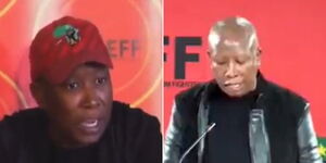 Photo collage of Julius Malema, leader of South Africa’s Economic Freedom Fighters (EFF) addressing the press at different functions