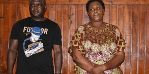 Malindi MP Aisha Jumwa (right) and her bodyguard Geoffrey Otieno Okuto appearing in court.