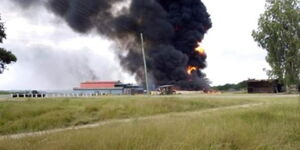The Manda Bay airfield pictured during an attack on January 5, 2020