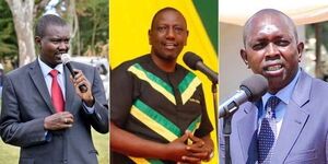 From LEFT: A collage image of Uasin Gishu Governor Jackson Mandago, Deputy President William Ruto and Kapsaret MP Oscar Sudi.