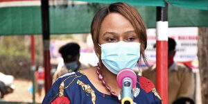 Health CAS Mercy Mwangangi speaking in Machakos County on September 11, 2020.