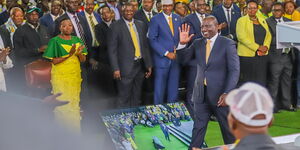 Deputy President William Ruto at Kasarani Stadium during the launch of Kenya Kwanza manifesto on Thursday June 30,2022