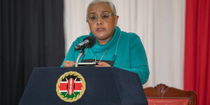 First Lady Margaret Kenyatta Speaking During a Function at Kenya School of Government on October 13