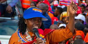 Azimio deputy presidential candidate Martha Karua during a rally on Monday, 25 July Kajiado County