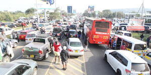 Massive traffic on Nairobi Nakuru Highway on June 26, 2021.