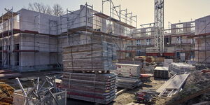 Materials pictured at a construction site.