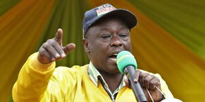 Mathira MP Rigathi Gachagua addressing a rally