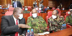 Interior CS Fred Matiang'i escorted by top cops to Parliament on Wednesday, September 1, 2021