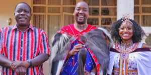 Interior CS Fred Matiang'i with Kenneth Nkaissery and Wangeci Migwi