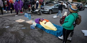 Kenyan migrant workers camp outside Kenyan consulate in Badaro, Beirut on January 11, 2022