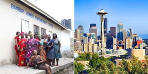 Members of the Bamburi Women Empowerment Center (left) and the city of Seattle in US.