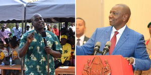 Photo collage between State House Comptroller Katoo Ole Metito and President William Ruto