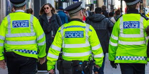 Metropolitan police during a patrol in London.