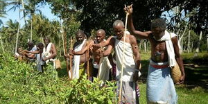Mijikenda elders performing a ritual.