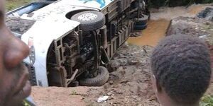 Modern Coast branded bus plunges into a river in Kisii County on Wednesday December 28, 2022