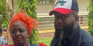 Mombasa Governor Hassan Joho (right) and Kilifi Woman Representative Gertrude Mbeyu