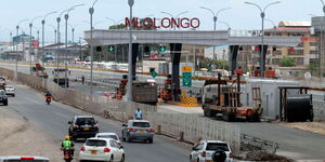 Cars leaving a flyover near Mlolongo, along Mombasa Road