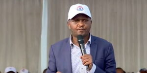 Chama Cha Kazi Party leader Moses Kuria at Thika Stadium, on Saturday, February 19, 2022.