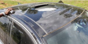 Siria MP aspirant Moses Nandalwe's vehicle, which was pelted with stones by protestors on Friday, June 26.